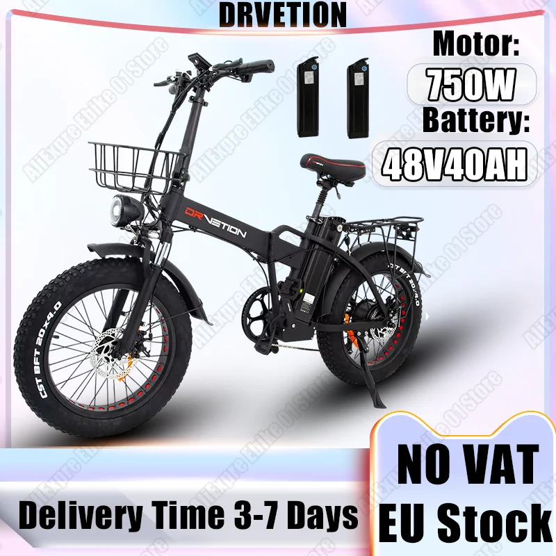 Elektrofahrrad 750W Motor 48V40AH Dual Lithium Batterie Erwachsene Stadt E-Bike 20*4,0 Zoll Fat Tire faltbares Mountainbike Elektrofahrrad Image