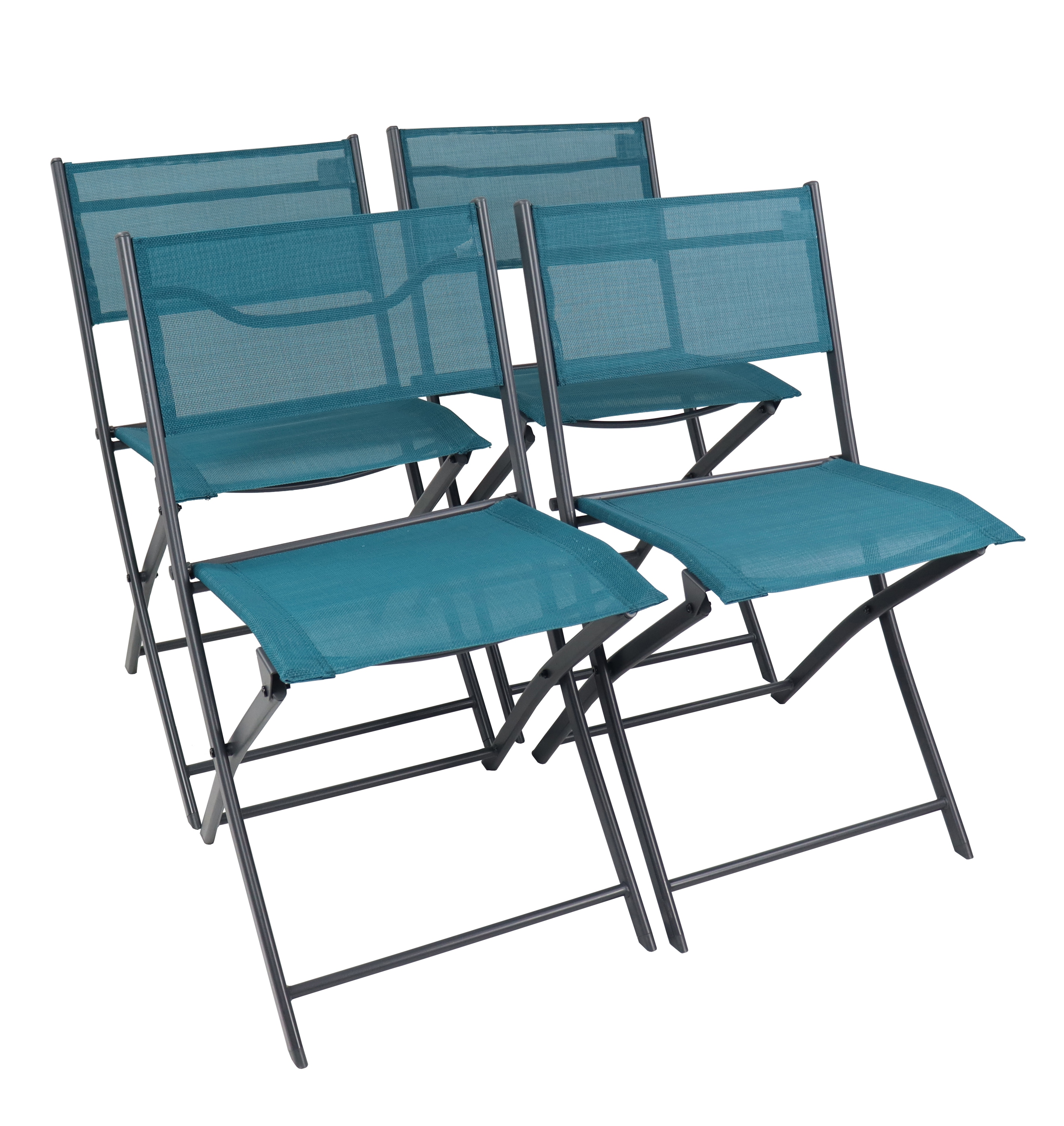 Gartenstuhl VCM "4-tlg. Gartenstuhl Balkonstuhl Klappstuhl Sumila", blau (türkis), B:45cm T:46cm, Obermaterial: 80% Textilmaterial TEXMAT. 20% Metall MT., Stühle, Gartenstuhl