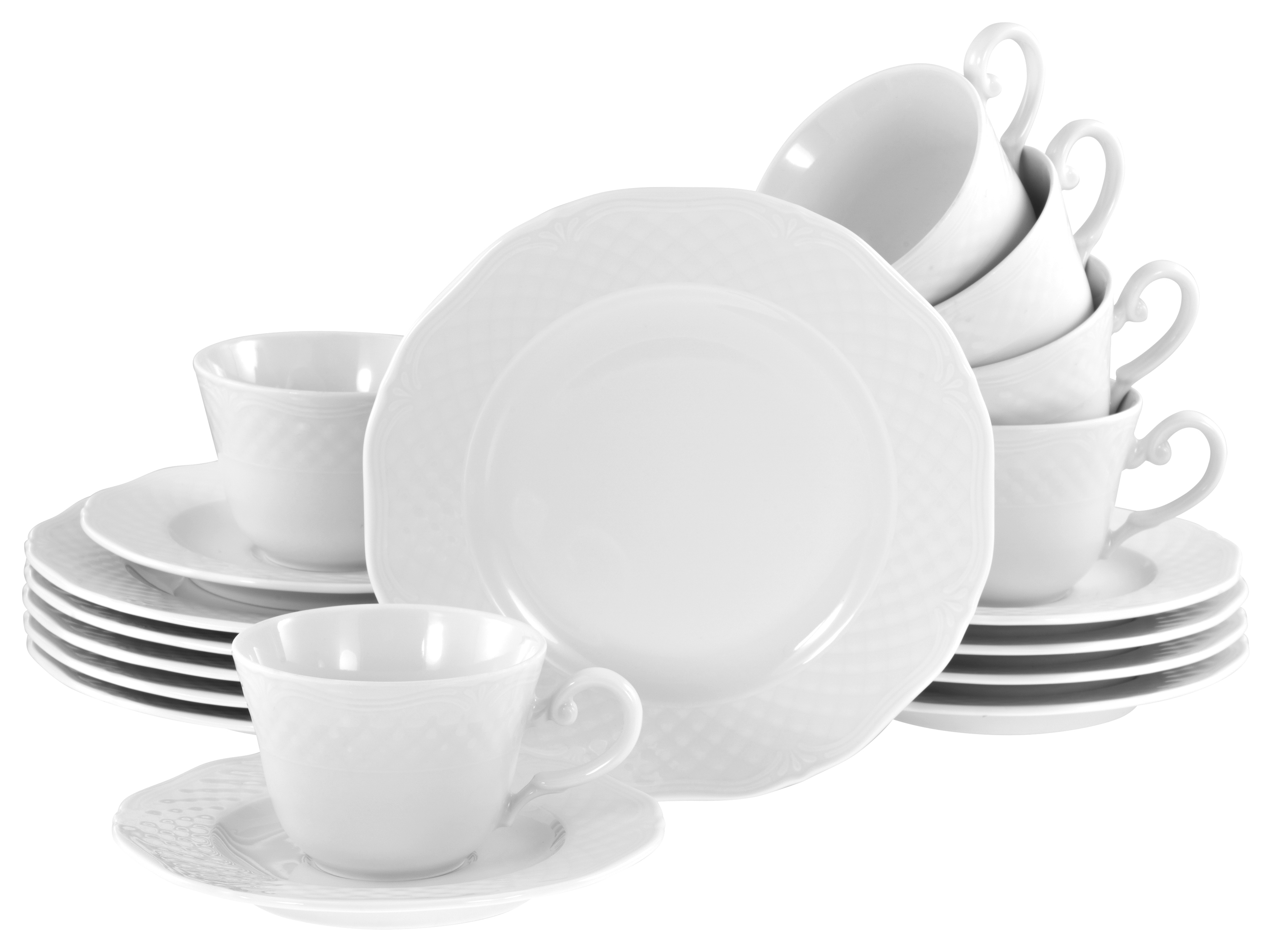 Kaffeeservice CREATABLE "Arianne Weiss, Service 18-tlg.", weiß, 18, Porzellan, Geschirr-Sets, Kaffeeservice, Klassisch, Zeitlos