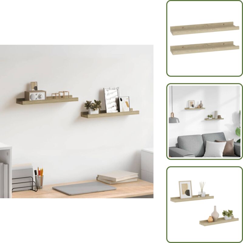 Mensole Sospese - Vidaxl Mensole Da Parete 2 Pz In Rovere Sonoma 40x9x3 Cm - Mensole Per Interni