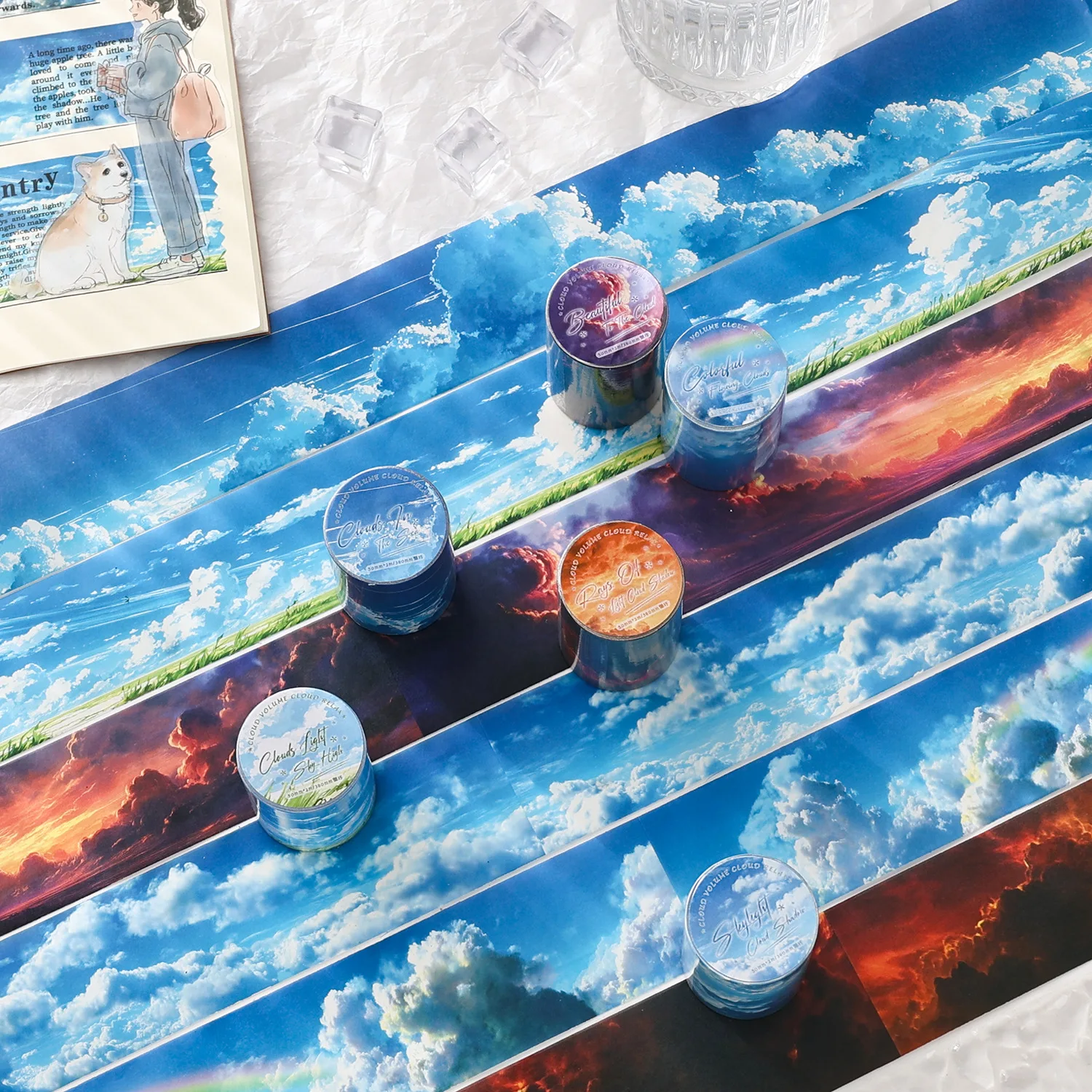 Journamm 50mm*2m Washi Material Masking Tape Aufkleber Sky Cloud Thema Collage Junk Journal Material Dekor DIY Tagebuch Album Aufkleber Image