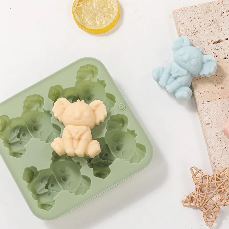 4 Mulden 3D Koala Silikonform Fondant Süßigkeiten Schokoladenform Backwerkzeuge Gips Epoxidharz Seifenform Kuchen Dekorieren Werkzeuge Image