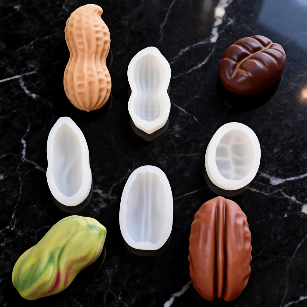 Einzelne Kaffeebohnen, Erdnüsse, Pekannüsse, Pistazien Design Silikon Schokoladenform Mousse Kuchenform Küchen-Dessert-Backwerkzeuge Image