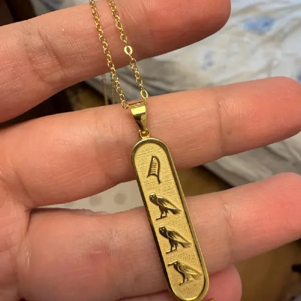 Sipuris personalisierte, individuelle Halskette mit ägyptischen Symbolen, Retro-Halskette mit ägyptischen Hieroglyphen, antike ägyptische Schrift, Schmuck, Geschenke Image