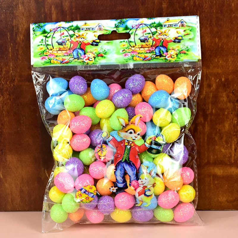 80 stücke Bunte Ostern Schaum Eier Dekoration Glitter Mini Hase Vogel Eier Für Feier Ostern Party DIY Kranz Dekor Kinder geschenke Image