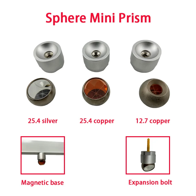 Hochpräzises Kugel-Miniprisma, 25,4/12,7 mm, magnetische Basisperlen für die Totalstationsüberwachung Image
