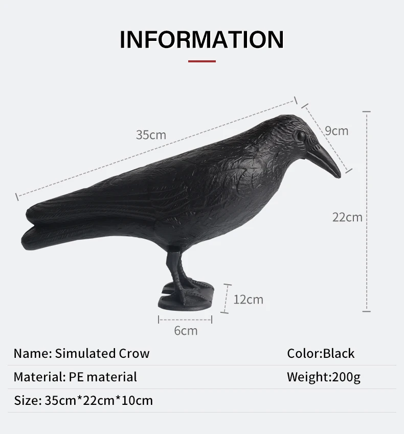 3D Tier Ziel Simulation Krähe Pfeil und Bogen Jagd Ausbildung Decoy PE Erschreckende Vögel Garten Dekoration Bogenschießen Zubehör Image