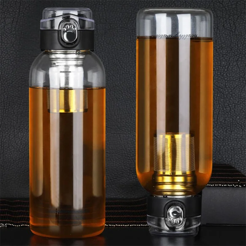 Große Kapazität Tragbare Borosilica Glas Flasche Mit Tee Infuser Filter Tragbare Outdoor Wasser Tasse Reise Tee Maker Tumbler Image