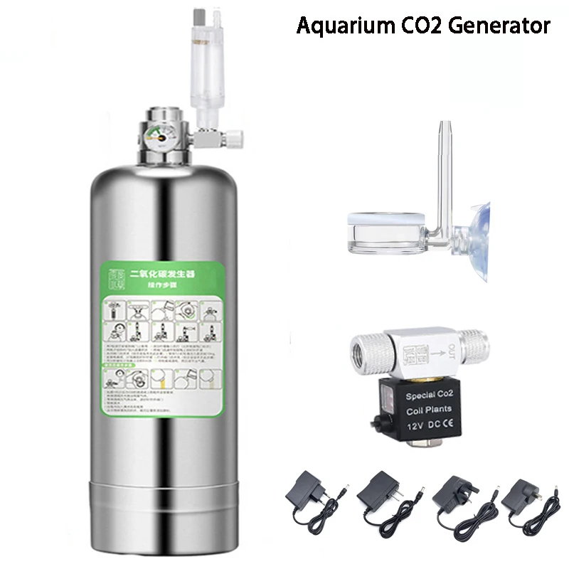 Aquarium CO2 Generator System Kit Edelstahl CO2 Zylinder Generator System Kohlendioxid Reaktor Kit für Pflanzenfische Image