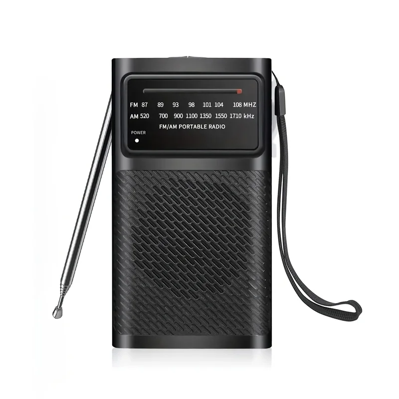 Tragbares Mini-AM-FM-Radio mit gutem Empfang, lautem Lautsprecher, AA-Batteriebetrieb, für den Innen- und Außenbereich sowie zur Notfallnutzung. Image