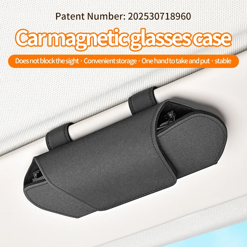 Auto-Brillenetui, hochwertige Sonnenblenden-Aufbewahrung fürs Auto, Auto-Brillenclip, Sonnenbrillenbox für den Autoinnenraum, magnetische Befestigung, für Auto und Zuhause geeignet Image