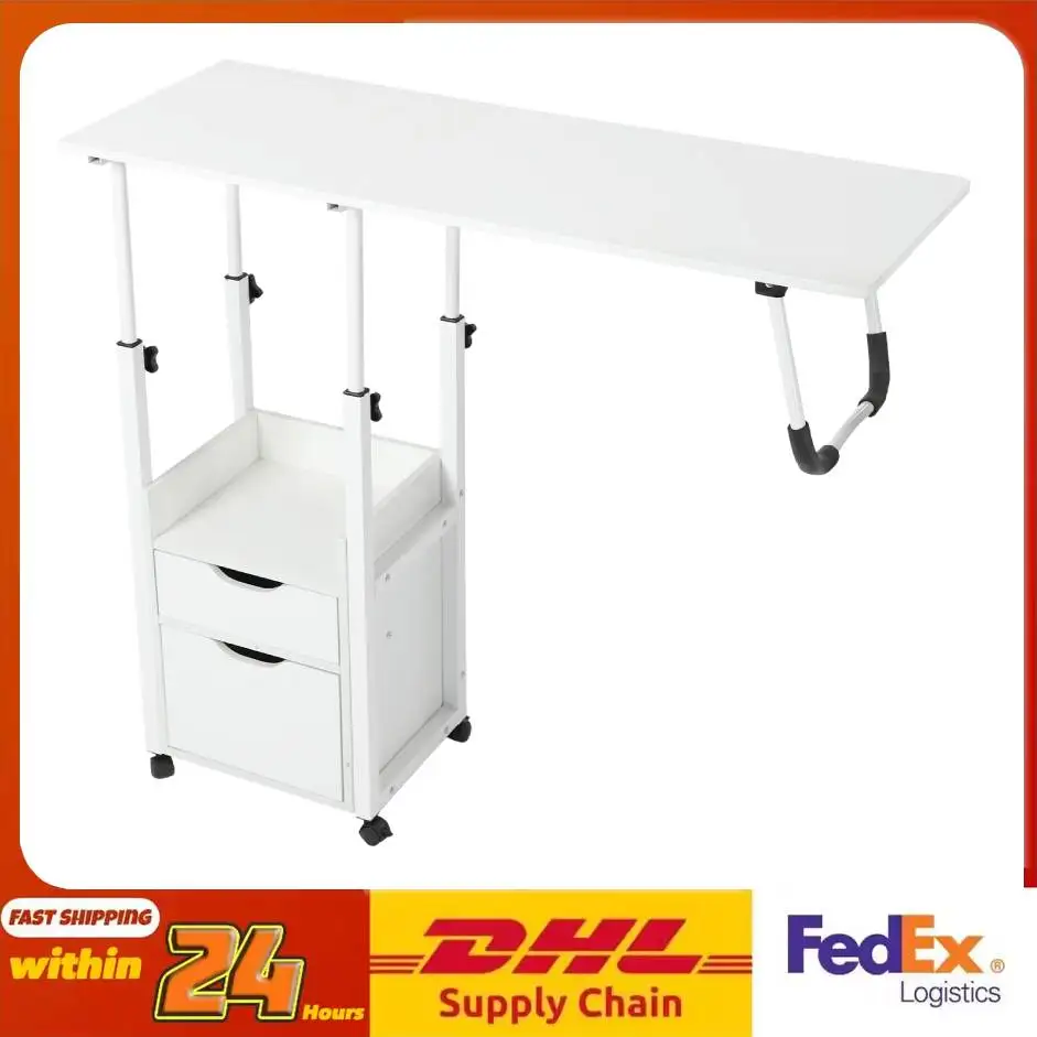 Bett-Tisch, höhenverstellbar, 44 Pfund Tragkraft, Bett-Tisch, Laptop-Tisch, Nachttisch, faltbar, stabil, multifunktional, für Schlafzimmer, Büro Image