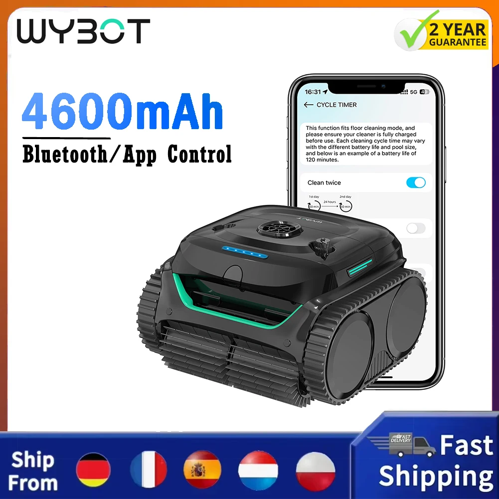 WYBOT C2 Kabelloser Pool-Roboter-Staubsauger Wand- und Wasserlinienreinigung Duale Reinigungsfiltration für Eingelassene Pools bis zu 150 m² Image