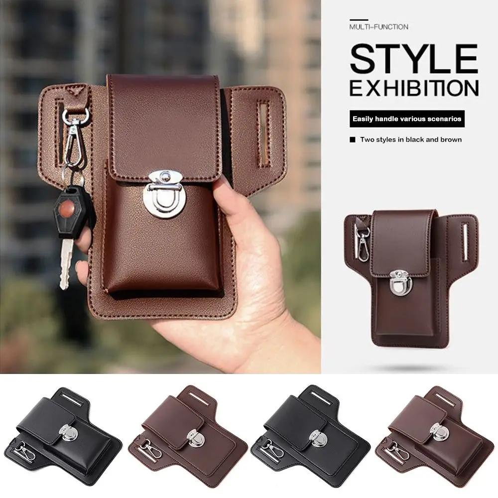Neue Multifunktionale Gürteltasche Tragbare Einfarbige Handy-Hüfttasche Reise-Casual-Handytasche PU Outdoor-Sporttasche Image