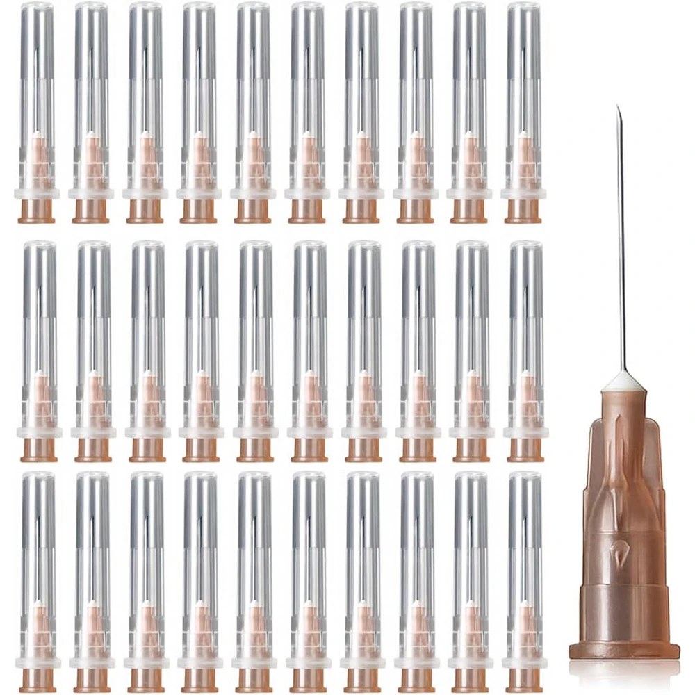 50er-Pack Nadeln mit Kappen, 0,45 x 12 mm, geeignet für den industriellen Einsatz, Forschungslabore, Heimgebrauch, Basteln, Flüssigkeiten, Öle, Klebstoffe und Nachfüllungen Image