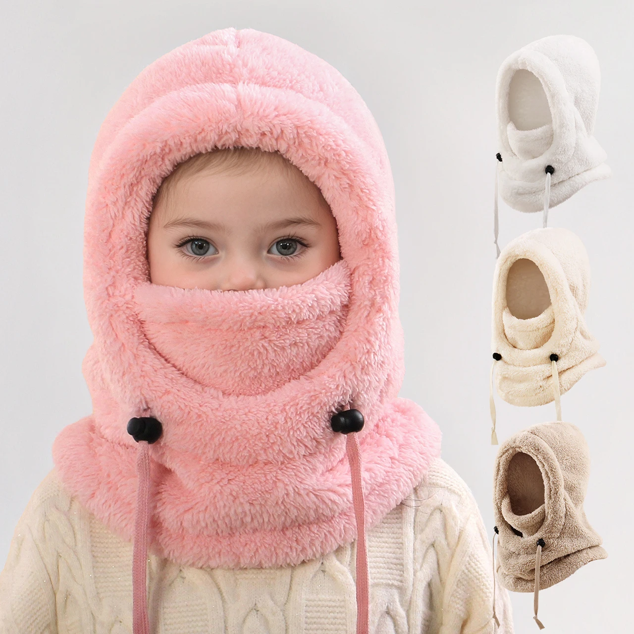 Integrierter kältebeständiger Hut und Schal, winterfeste, kältebeständige, gehörschützende und winddichte Gesichtsmaske für Jungen und Mädchen im Alter von 3 bis 10 Jahren Image