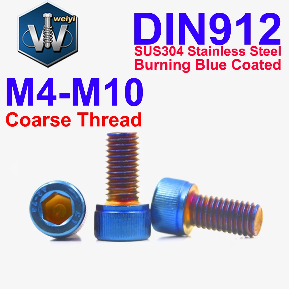 Weiyi M3 M4 M5 M6 M8 M10 DIN912 Innensechskantschrauben SUS304 Edelstahl brennende blau plattierte Inbusschlüsselschrauben Image
