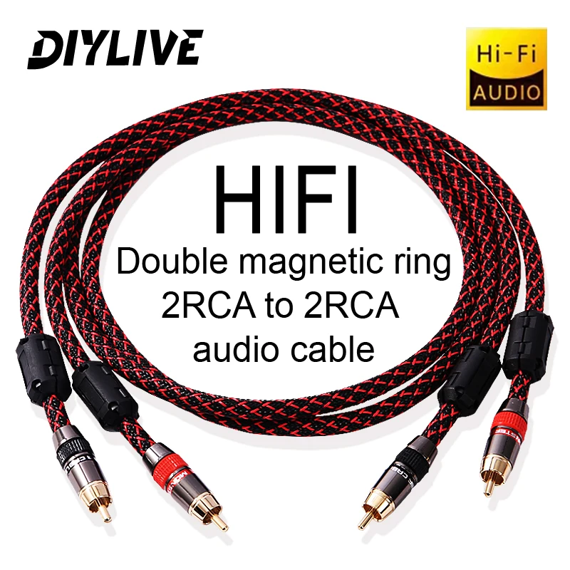 HIFI Stereo RCA Audio Kabel 6N OFC Stecker auf Stecker 2RCA auf 2RCA Audio Kabel mit Vergoldeten Stecker für CD Verstärker Image