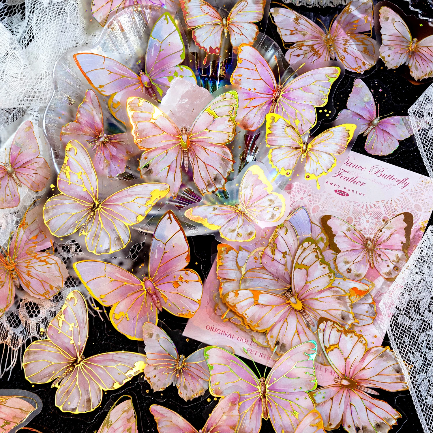 20 stücke Exquisite Retro PET Schmetterling Aufkleber Kreative Collage Junk Journal DIY Scrapbooking Material Schreibwaren Aufkleber Image