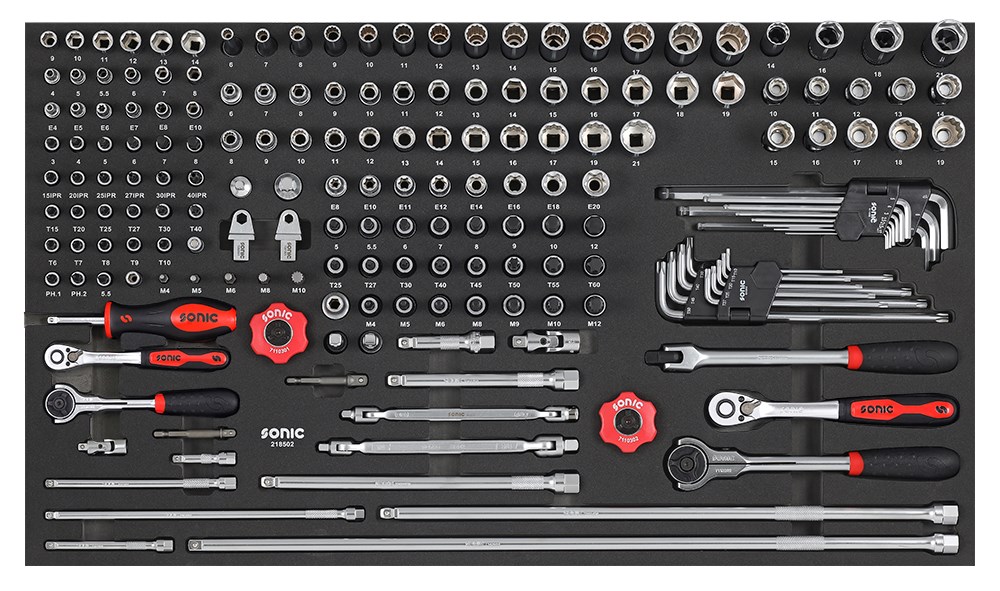 SONIC EQUIPMENT Steckschlüsselsatz Nuss Kombinationssatz 1/4 und 3/8 SFS-L 185-tlg. 218502