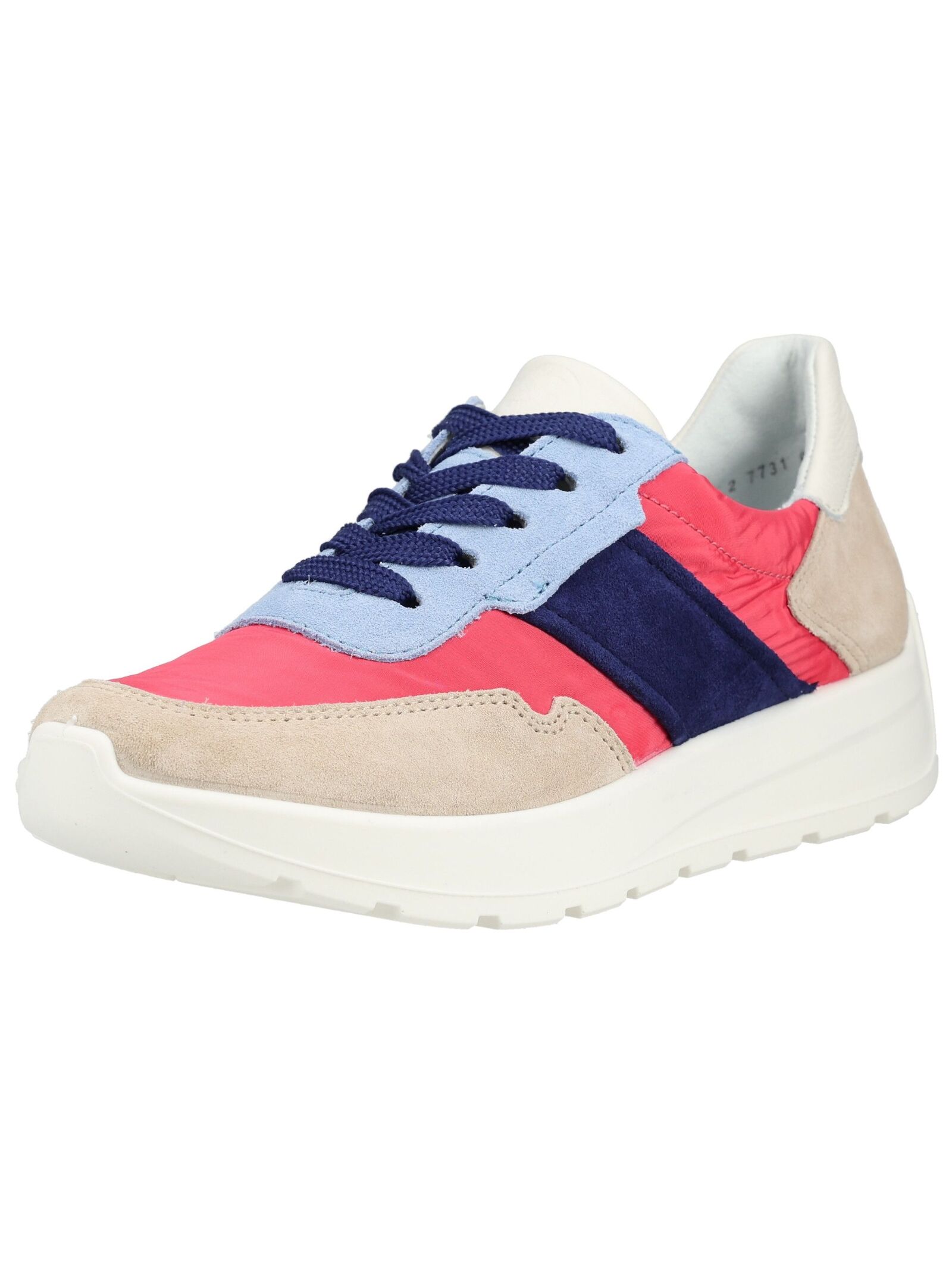 Sneaker ARA "Ara Sneaker Lederimitat", Damen, Gr. 43, beige, blau, Lederimitat, Schuhe Sneaker