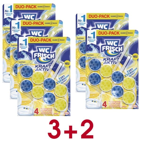 WC FRISCH 3 + 2 Aktion: 5x Duo-Pack WC-Duftspüler »WC Frisch Kraft Aktiv Lemon«
