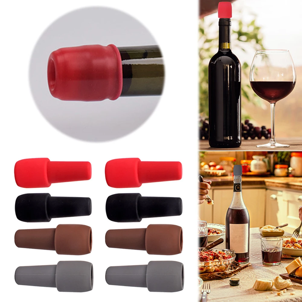 Bouchons de vin en Silicone réutilisables, 8 pièces, scelleuse de bouteilles de boissons, anti-fuite, bouchons de Champagne pour conserver le vin et le Champagne frais