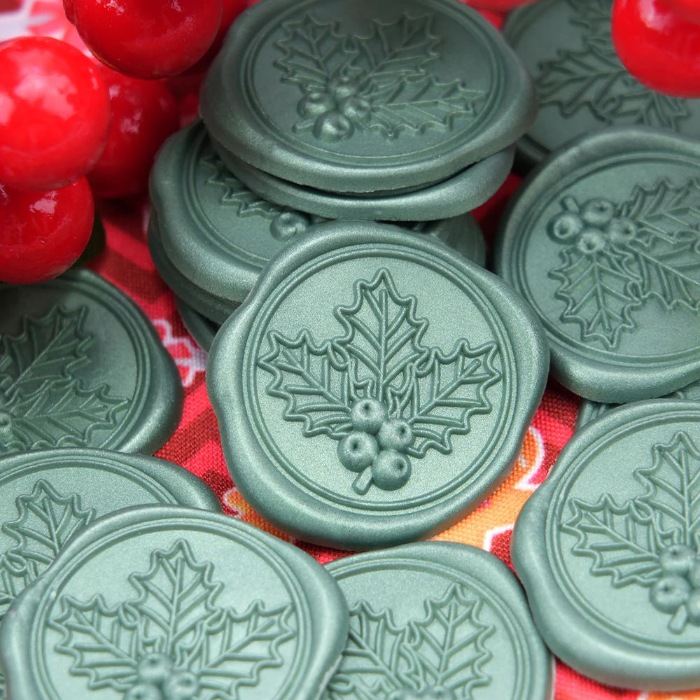 30 Stück Weihnachtselemente Wachssiegel Aufkleber Frohe Weihnachten Selbstklebende Stempel Einladungsumschlag Aufkleber für Einladungskarten Image