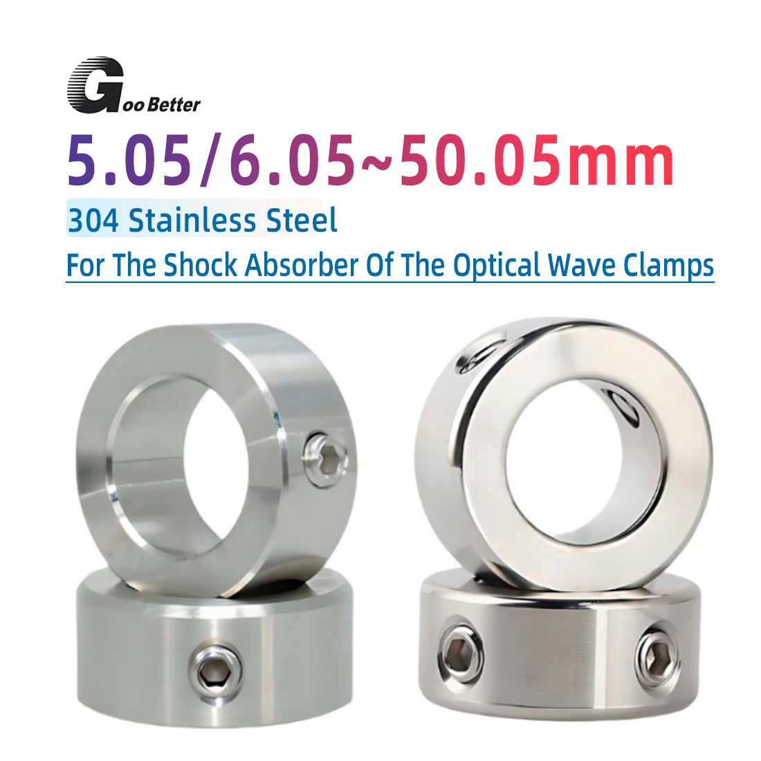 Edelstahl-Wellenklemmring, 304 Edelstahl-Begrenzungsring, Massiver Stahl Metrischer Klemmring Durchmesser 5,05 mm~50,05 mm Image