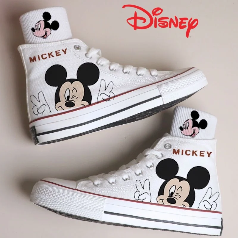 Disney Nette Cartoon Mickey Neue Mode Leinwand Schuhe Sommer Atmungsaktive Turnschuhe für Frauen Winnie the Pooh High-Top Paar schuhe