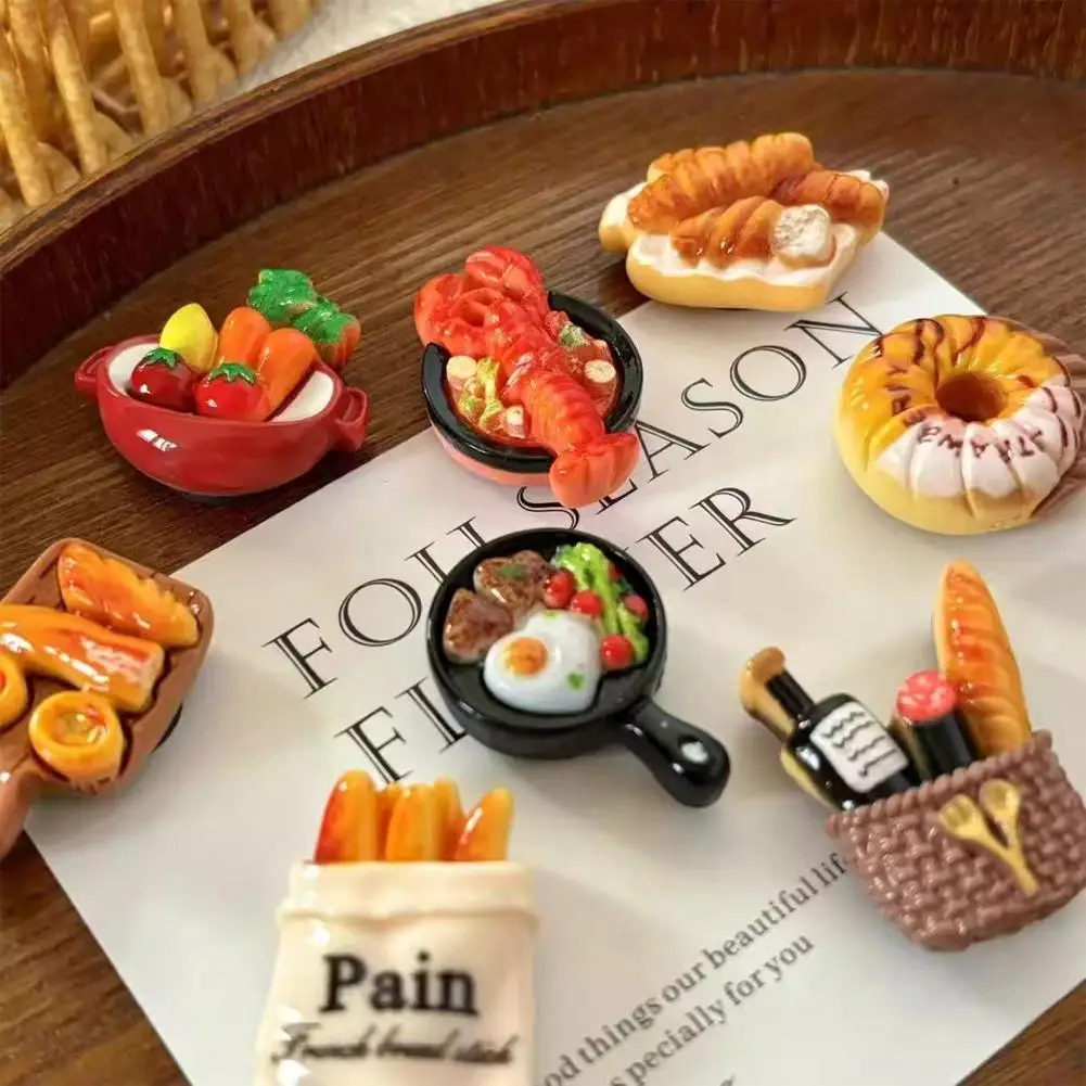 3D-Harz-Kühlschrankmagnete, Cartoon-Motiv, französisches Brot, Lebensmittel, Kühlschrank, Dekor, niedliche Mini-Küche, Büro, Ornament Image