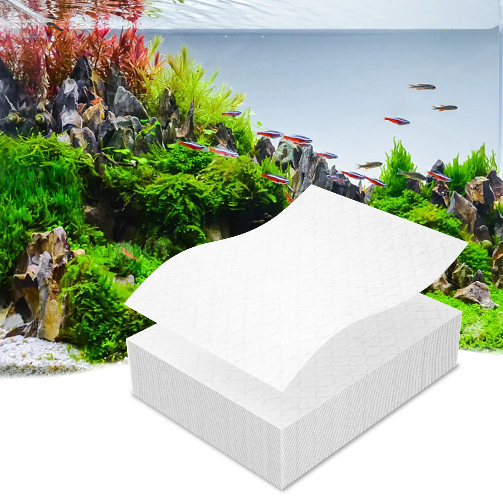 Aquarium-Filterblätter zur Wasserfiltration, machen trübes Wasser kristallklar, 100 Stück, mit allen auf dem Markt verfügbaren Filtertypen. Image