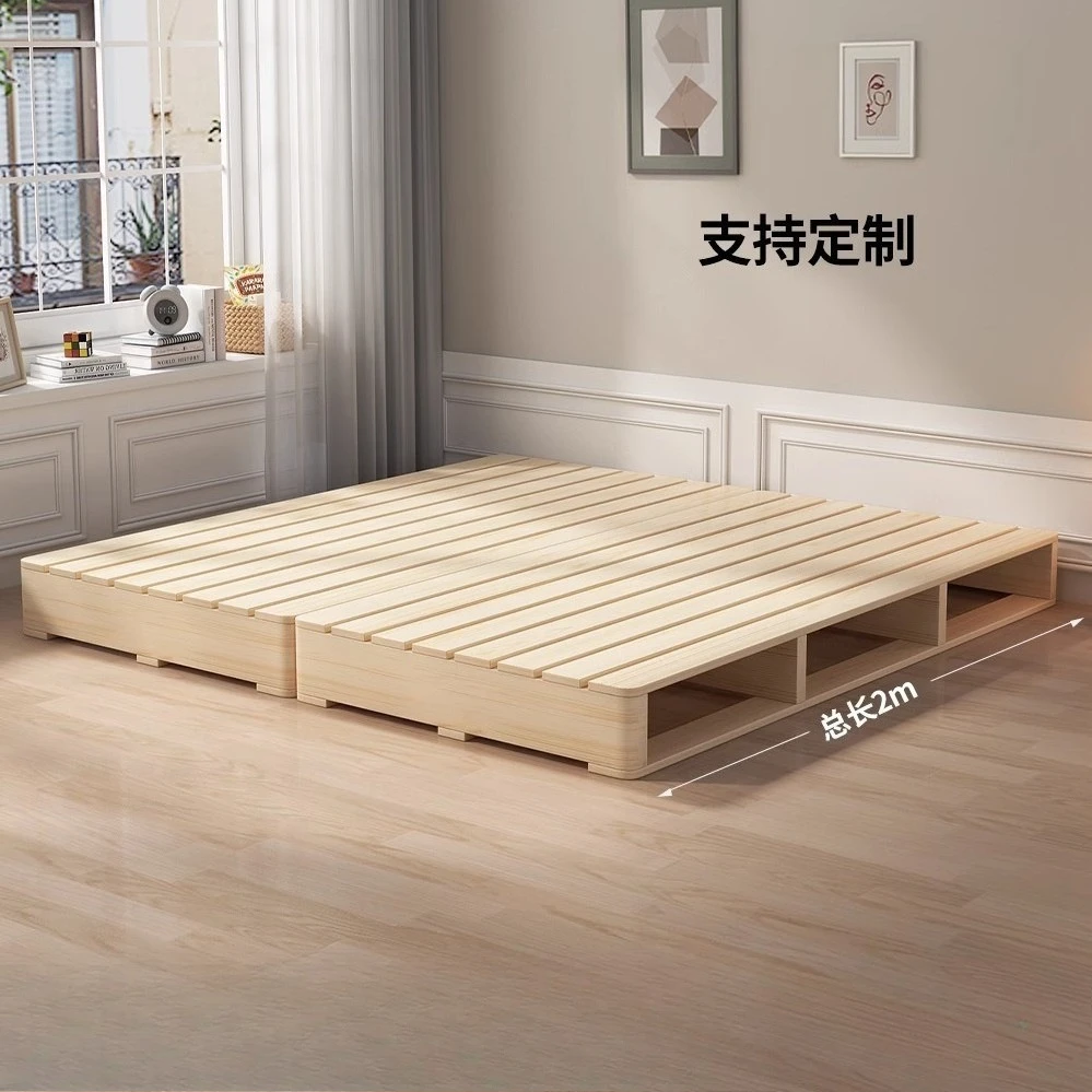 Tatami-Reihenskelett ohne Nachttisch, atmungsaktiv, feuchtigkeitsbeständig, Massivholz-Bettgestell, Miethaus, niedriges Bett im japanischen Stil, Homestay Image