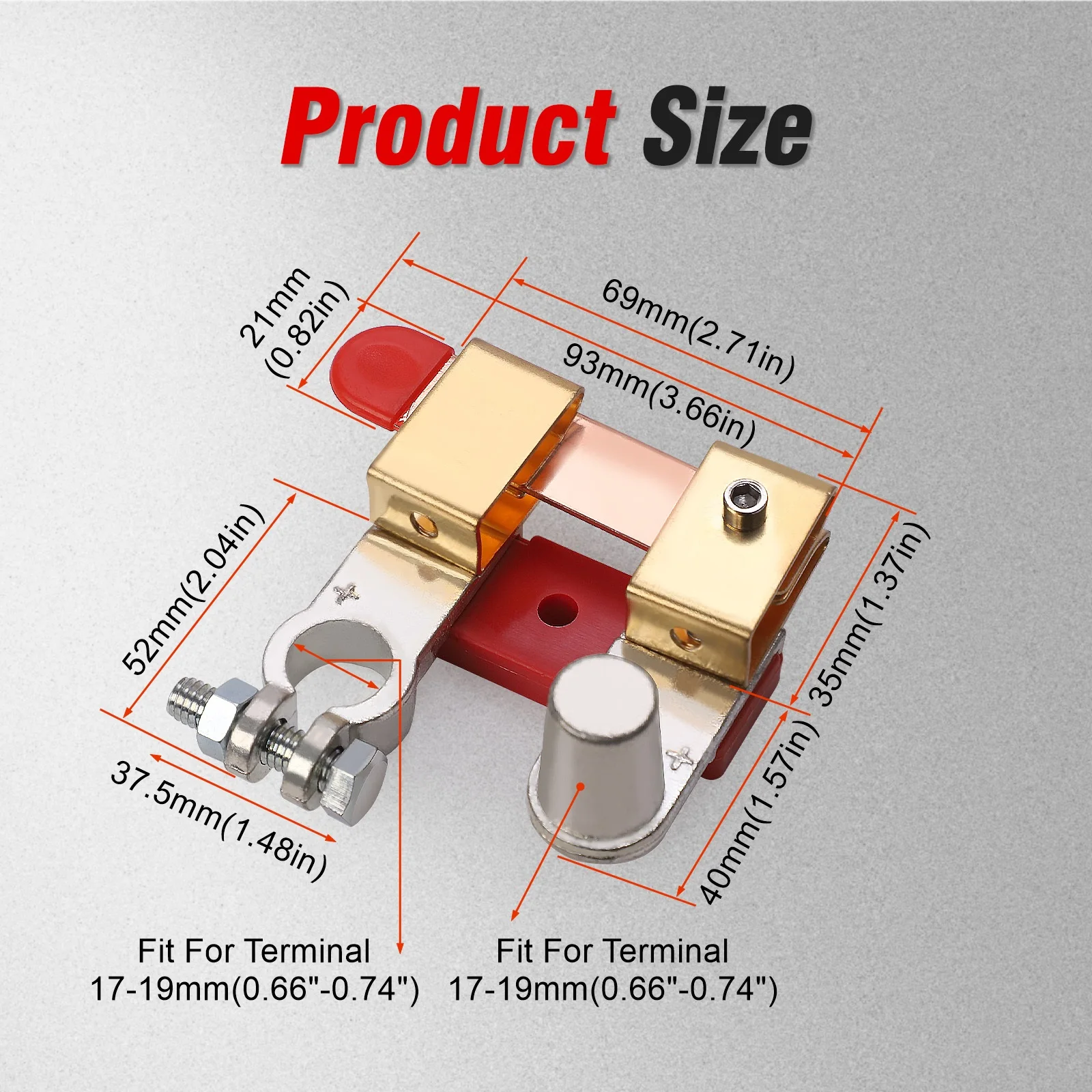 Cnspeed Rot/Schwarz Post Messerklinge Hauptschalter 12V 24V Batterietrennschalter für Auto Marine Boot LKW Seitenpfosten Image