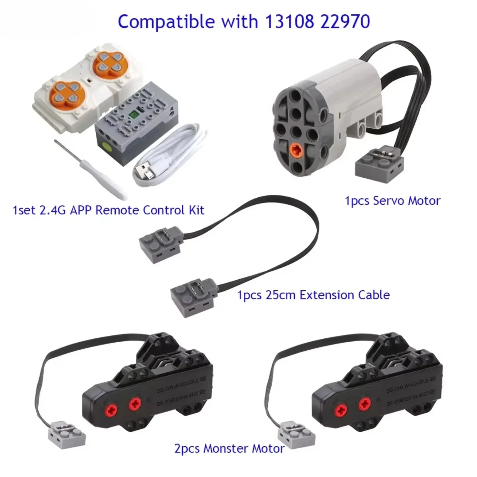 Mould King APP-Programmierung 8-Wege-Fernbedienung Lithium-Batteriekasten + Monster Motor Power MOC PF 13108 22970 Buggy Motor 5292 Image