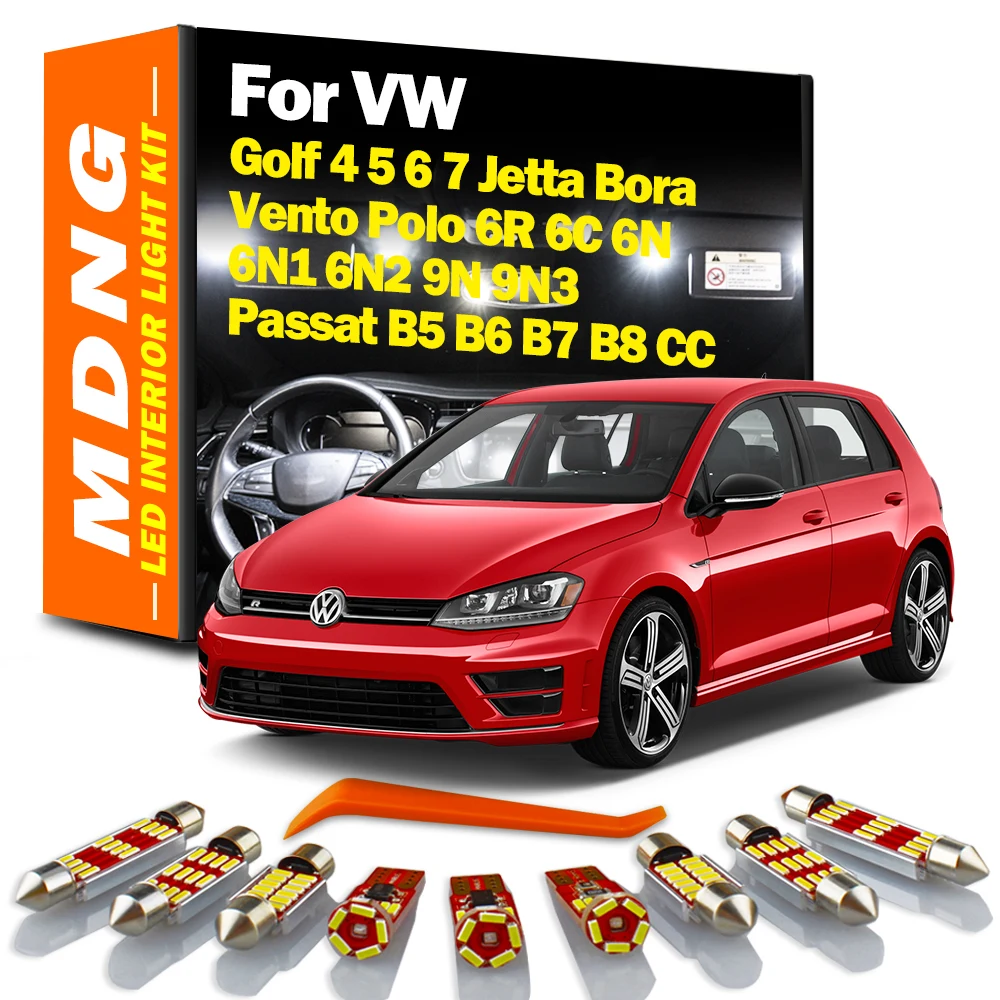 Canbus Per VW Golf 4 5 6 7 Jetta Bora Vento Polo 6R 6C 6N 6N1 6N2 9N 9N3 Passat B5 B6 B7 B8 CC Kit luce interna a LED Lampadine per auto