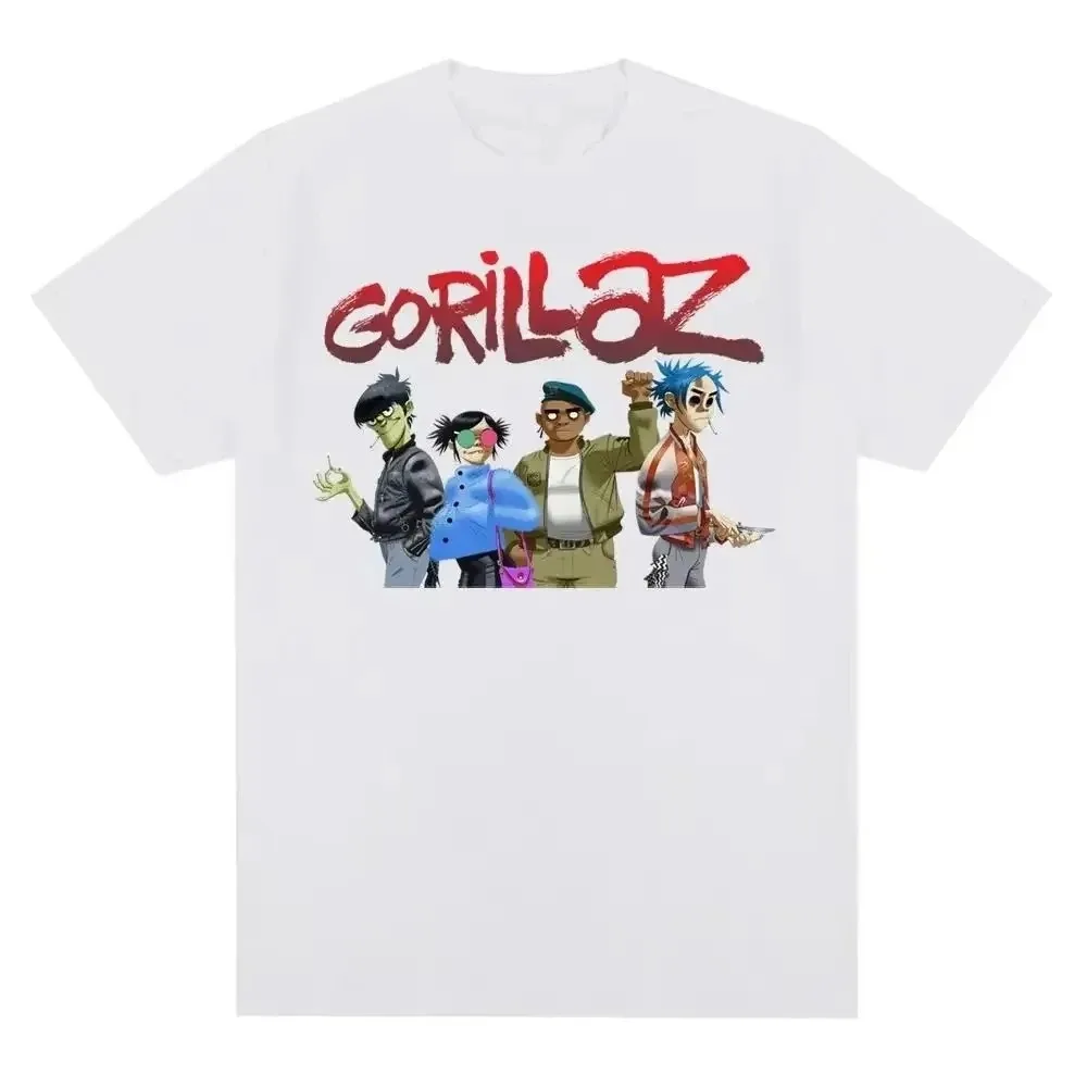 Gorillaz Hip Hop Pop Punk Rock Band Bedrucktes Baumwoll-T-Shirt für Herren, 90er-Jahre-Casual-Mode-Kurzarm-T-Shirt, Unisex-T-Shirts