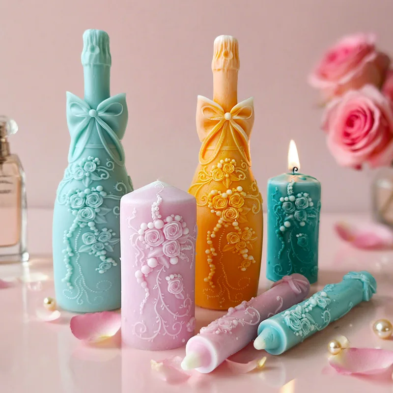 Hochzeit Serie Aroma Kerze Silikon Form DIY Champagner Flasche Becher Form Zylinder Kerze Machen Liefert Hochzeit Dekoration Image