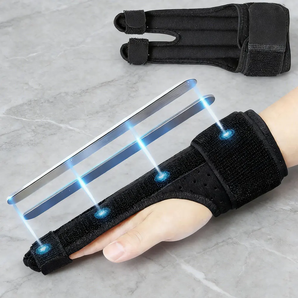 1 Stück Handschiene zur Unterstützung des Mittelfingers, des Zeigefingers, des kleinen Fingers oder des Ringfingers – zur Behandlung von Handfrakturen, Arthritis und Mittelhandknochenfrakturen Image