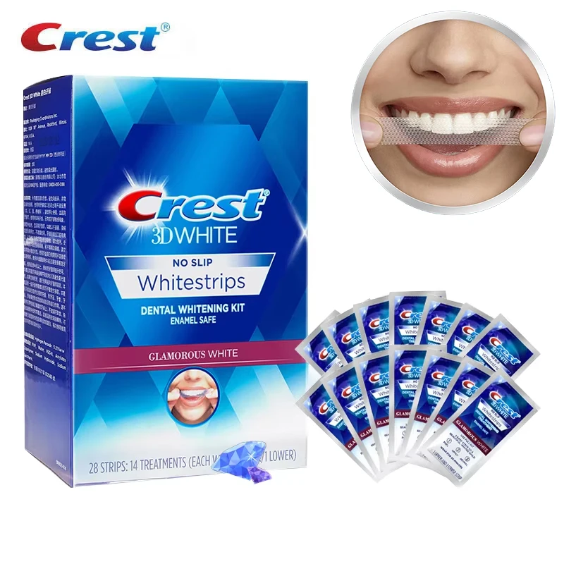Crest 3D Whitestrips Zahnaufheller-Bleachingstreifen Glamorous White Crest Whitening Strips Zahnaufhellungsstreifen 5/7/14 Behandlungen Image