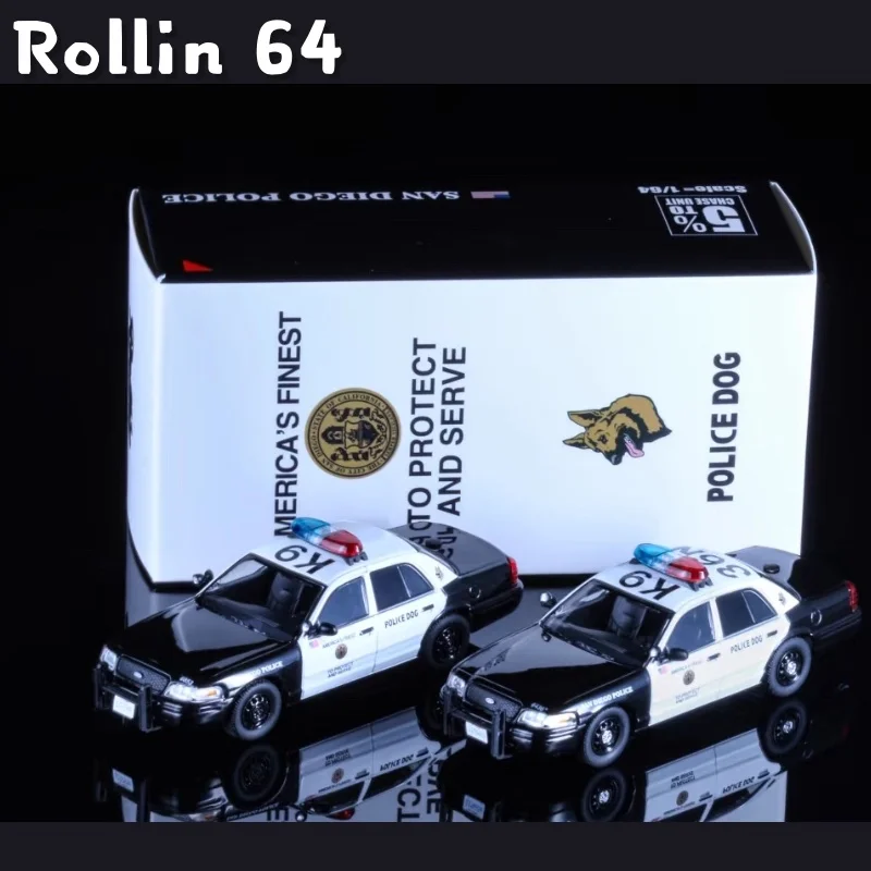 1:64 auf Lager CV San Diego Police K9 Polizei Hundenauto Victoria Crown Legierungsdruckguss-Simulationsautomodell, Figur für Erwachsene, Jungenspielzeug Image