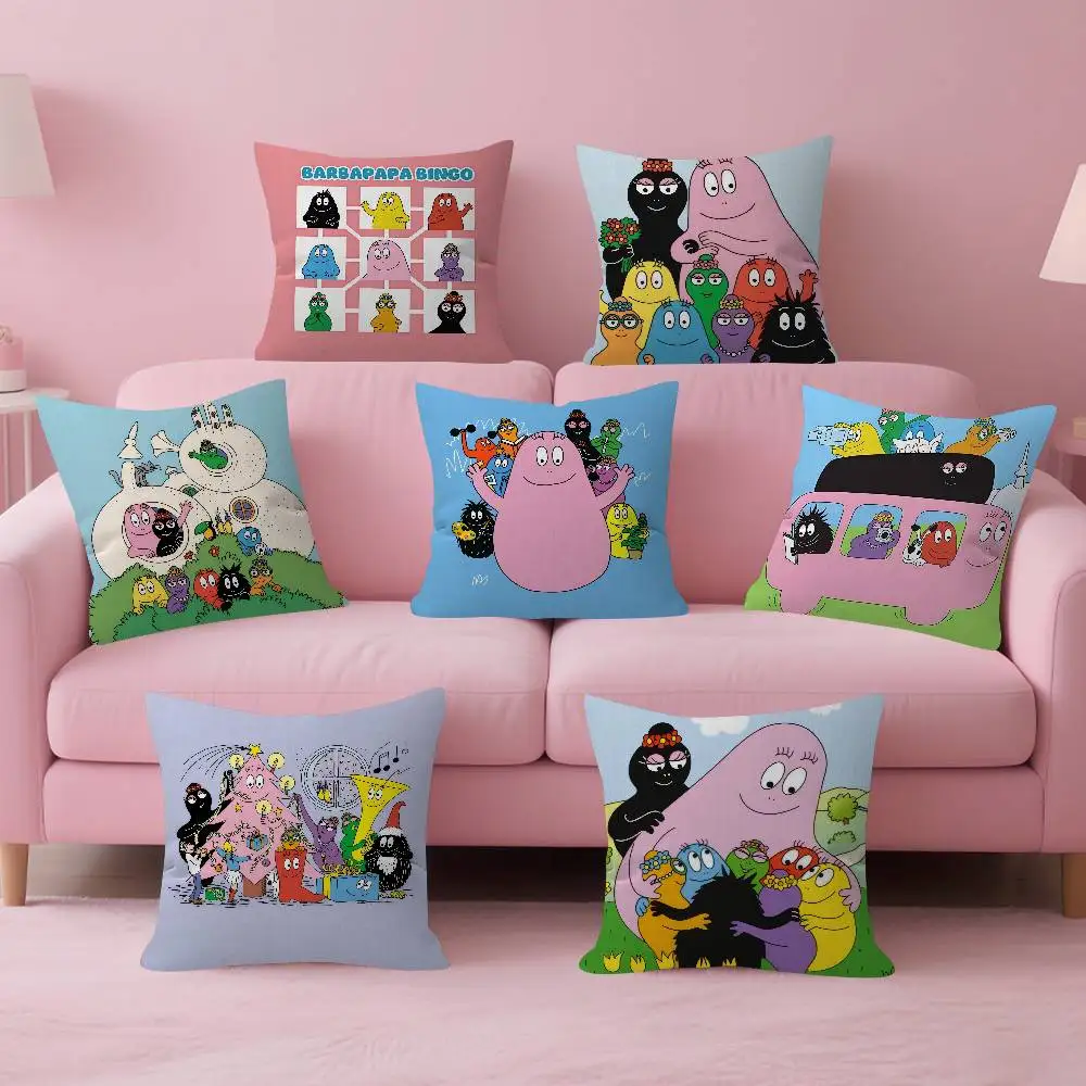 Cartoon Barbapapa NIEDLICHER Kissenbezug im Ahorn-Design Fröhliche Herbst-Ernte-Dekoration Festliche Dekoration Kissenhülle Image