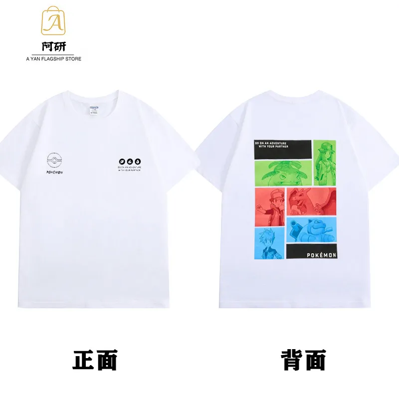 Neues Pokémon Kurzarm-T-Shirt mit Aufdruck, Pokémon Ash Pikachu Kleidung, Eltern-Kind-Bekleidung, Familien-Kinder-T-Shirt Image