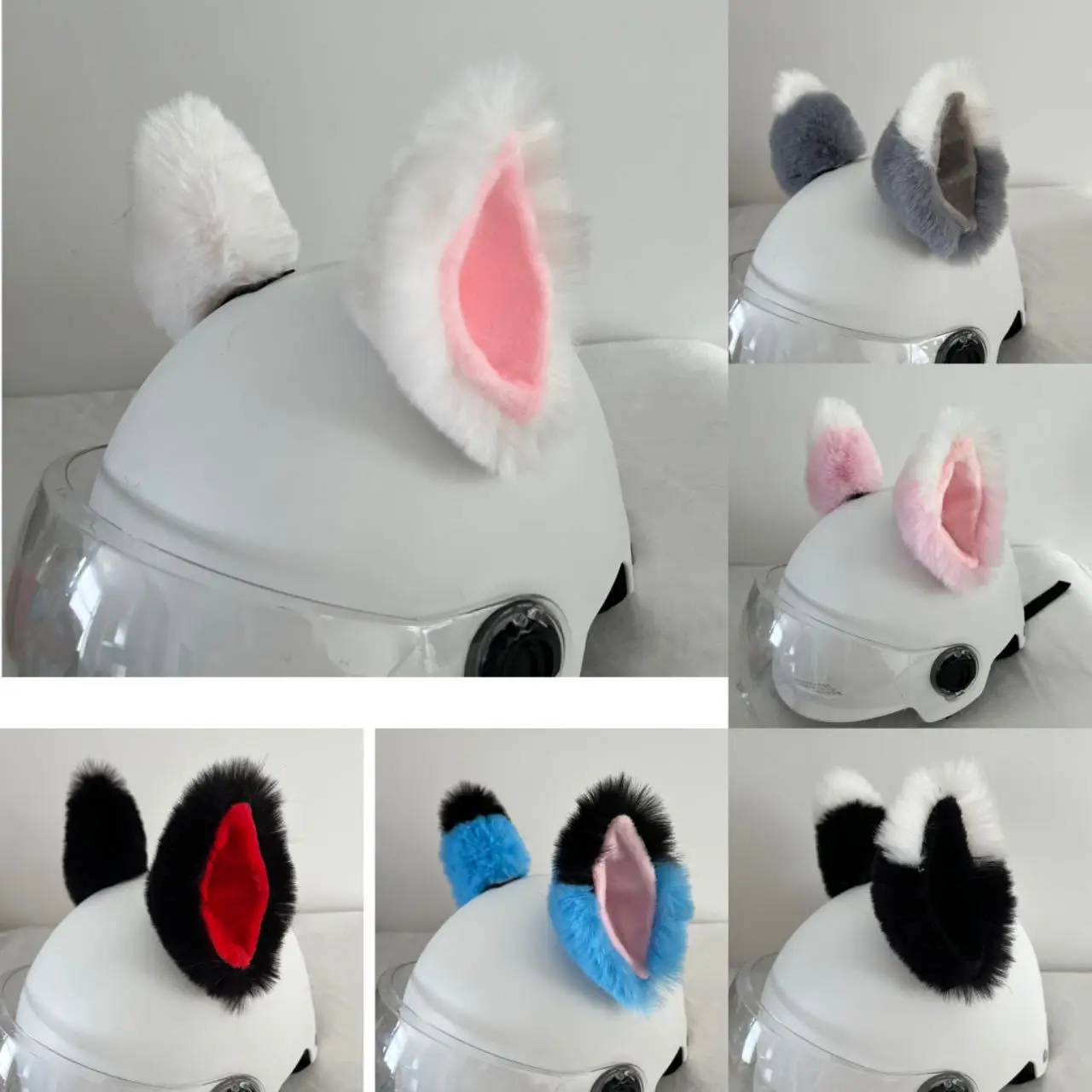 Helm Plüsch Ohr Dekoration Elektroauto Motorrad Helm Zubehör Motorrad Plüschohren Rutschig Image