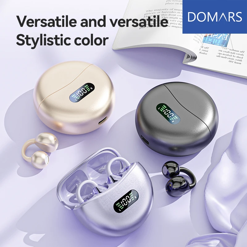 Domars Bluetooth-Kopfhörer, TWS-Knochenleitung, Sport-Kopfhörer, HD-Rauschunterdrückung, kabellose, wasserdichte Büro-Kopfhörer Image