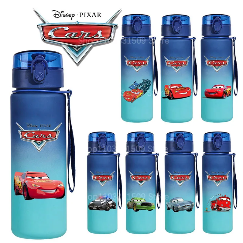 Disney Pixar Cars 650 ml Wasserbecher, große Kapazität, Sportflasche, Outdoor, Farbverlauf, Trinkflasche, tragbarer Strohhalm, Geschenk Image