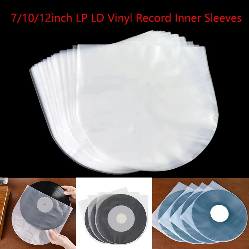 50 Stück 7/10/12 Zoll Transparente Vinyl-Schallplattenschutzhüllen LP-Schallplatten Plastiktüten Antistatische Schallplatten-Innenhüllen Verpackungsbeutel Transparente Abdeckung Image