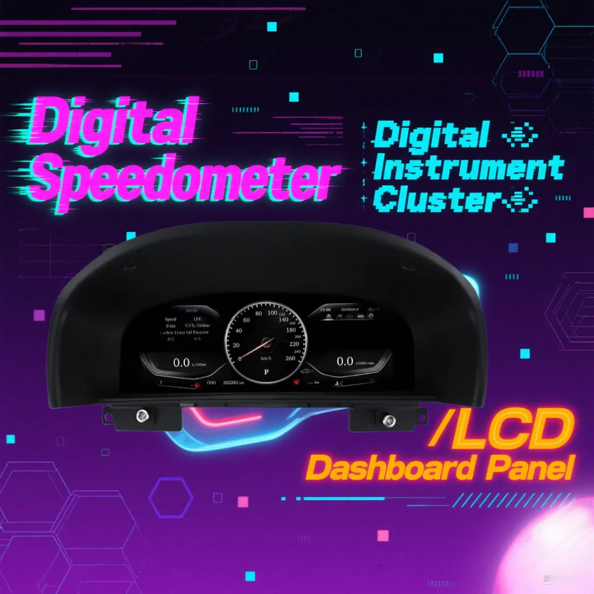 RY Digital Cluster Virtual Cockpit-Bildschirm für Toyota Land Cruiser LC100 Lexus LX470 2003–2007, Auto-Armaturenbrett, Tachometer, Kilometerzähler Image