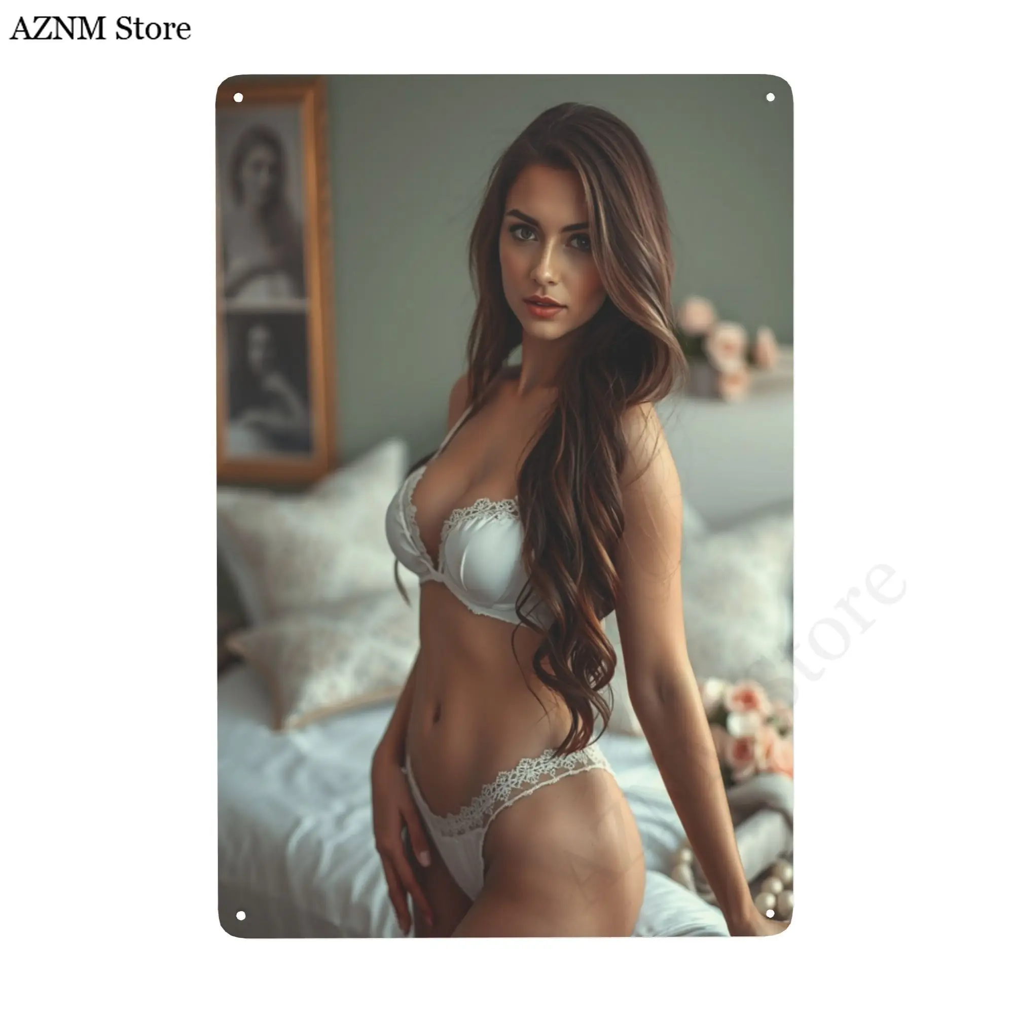 1 Stück - Metall-Wandkunst mit Frauenmotiv, Elegantes Dessous-Porträt-Gemälde - Moderne Wohnraumdekoration für Wohnzimmer, Schlafzimmer, Küche Image