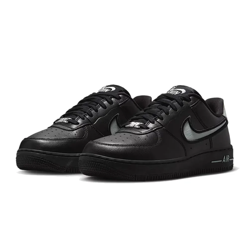 Nike Air Force 1 Rubber Leather Bequeme, stilvolle, vielseitige, elegante Low-Top-Sneaker für Damen in Schwarz FJ7409-002